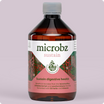 Bottle of microbz sustain probiotic on a light purple background