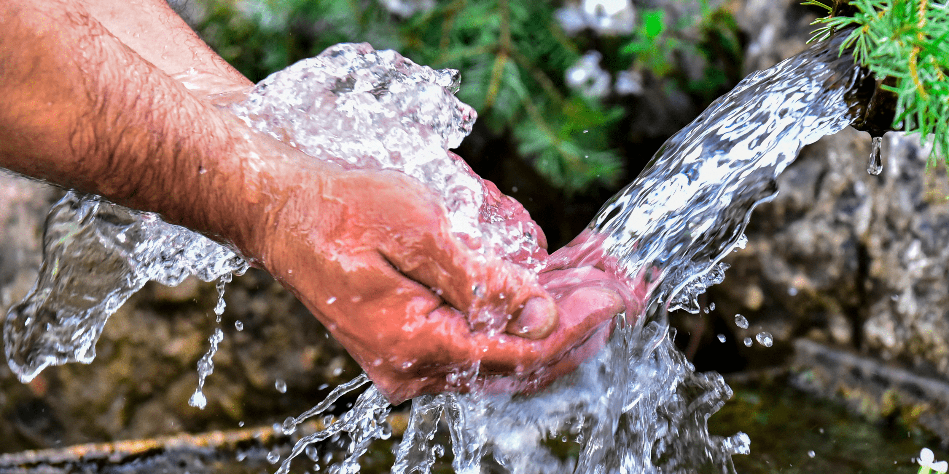 hands catching water