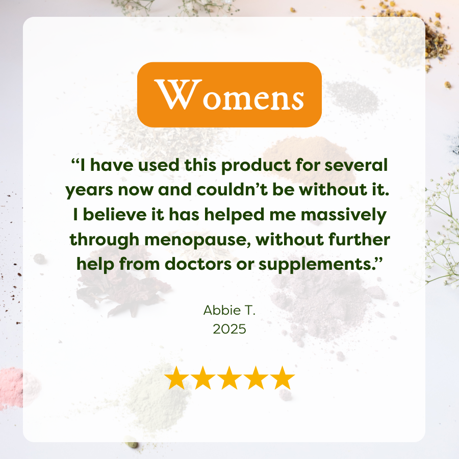 Product testimonial for women's health on a floral background