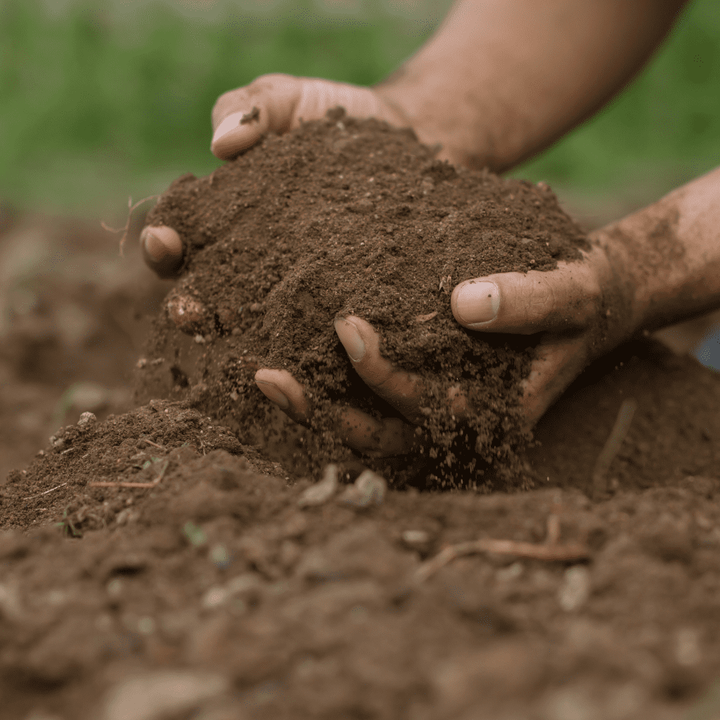 hands holding soil