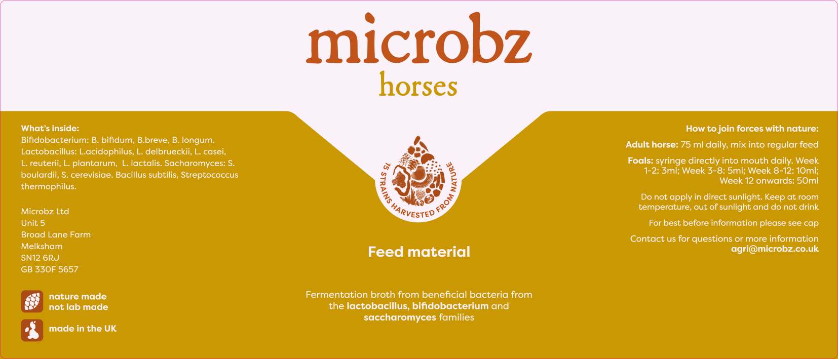 Horse feed mateiral label