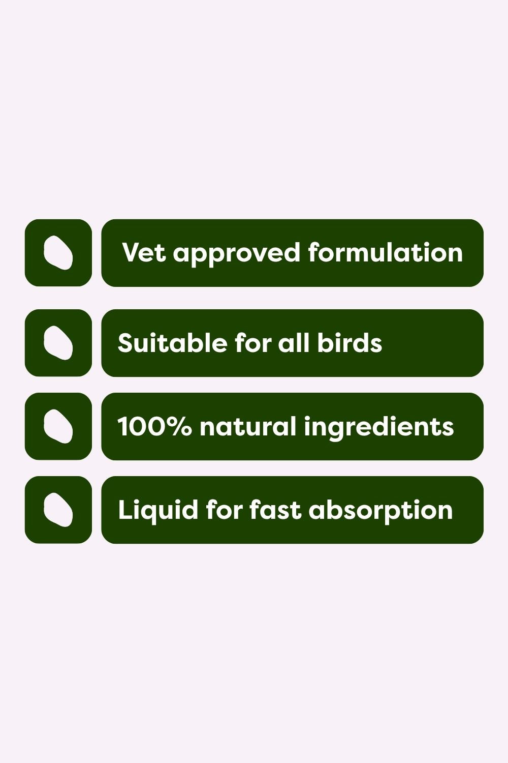 Poultry microbe benefits listed including liquid for fast absorbtion, natural ingredients and vet approved formulation.