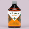 Bottle of microbz women hormone health supplement on a light purple background