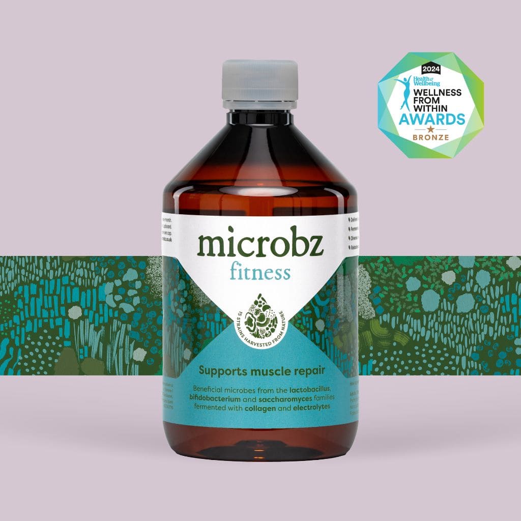 bottle of microbz fitness probiotic supplement